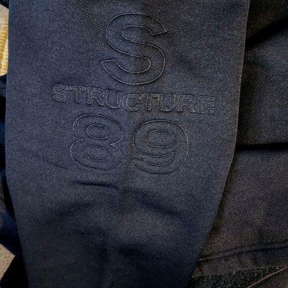 Y2K Structure 89 Embossed Half Zip Sweater Men's XL Navy Blue - Picture 6 of 8